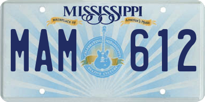MS license plate MAM612