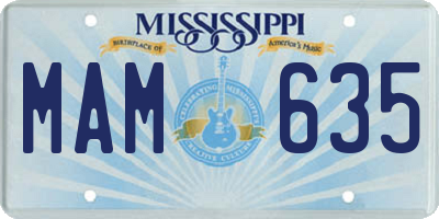 MS license plate MAM635