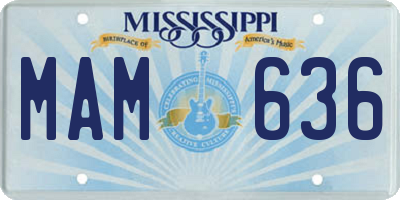MS license plate MAM636