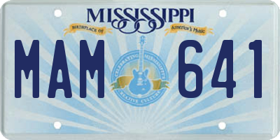 MS license plate MAM641