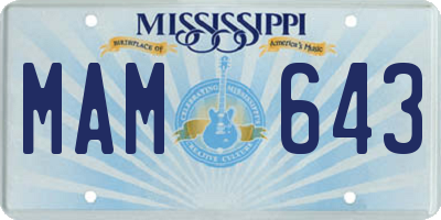 MS license plate MAM643