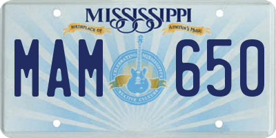 MS license plate MAM650