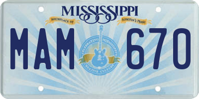 MS license plate MAM670