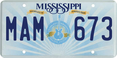 MS license plate MAM673