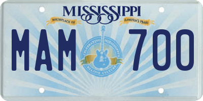MS license plate MAM700