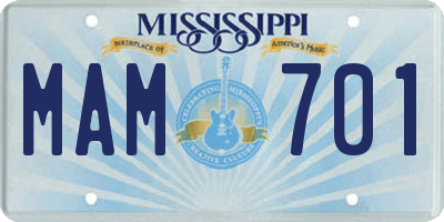 MS license plate MAM701