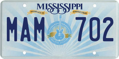 MS license plate MAM702