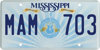 MS license plate MAM703