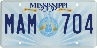 MS license plate MAM704
