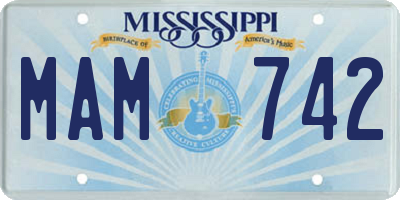 MS license plate MAM742