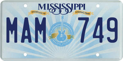 MS license plate MAM749