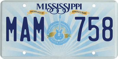 MS license plate MAM758