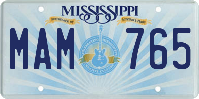 MS license plate MAM765