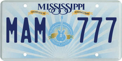 MS license plate MAM777