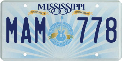 MS license plate MAM778