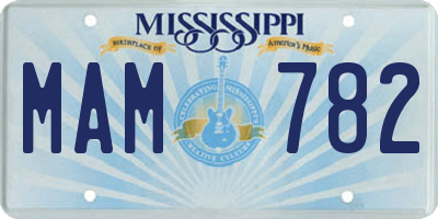 MS license plate MAM782