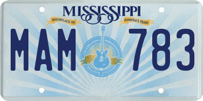 MS license plate MAM783