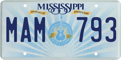 MS license plate MAM793