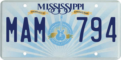 MS license plate MAM794