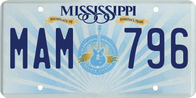MS license plate MAM796