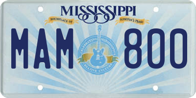 MS license plate MAM800
