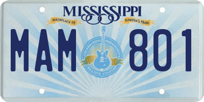MS license plate MAM801