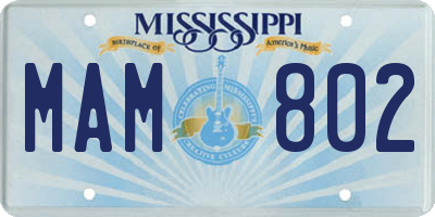 MS license plate MAM802