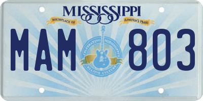 MS license plate MAM803