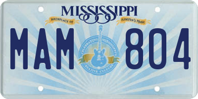 MS license plate MAM804
