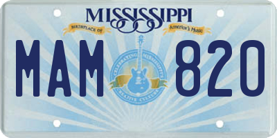 MS license plate MAM820