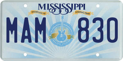 MS license plate MAM830