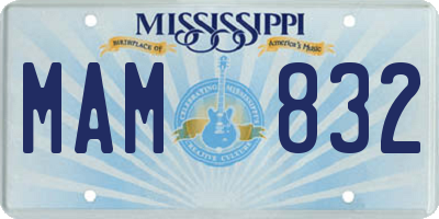 MS license plate MAM832