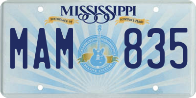 MS license plate MAM835