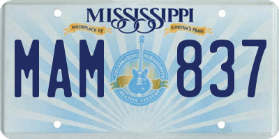 MS license plate MAM837
