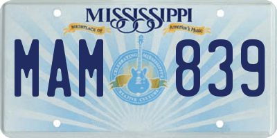 MS license plate MAM839