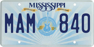 MS license plate MAM840