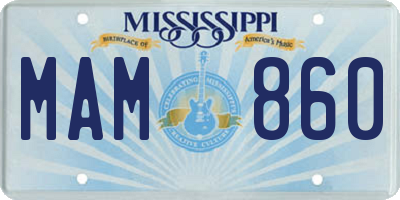 MS license plate MAM860