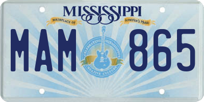 MS license plate MAM865