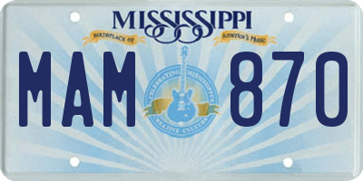 MS license plate MAM870