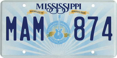 MS license plate MAM874