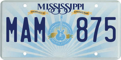 MS license plate MAM875