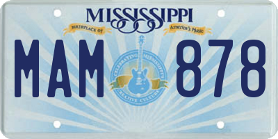 MS license plate MAM878