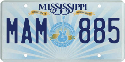 MS license plate MAM885