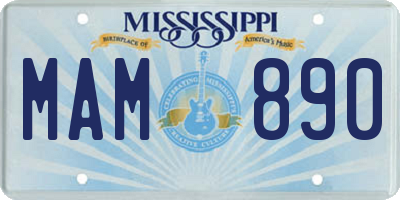 MS license plate MAM890