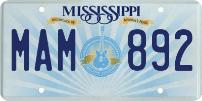 MS license plate MAM892