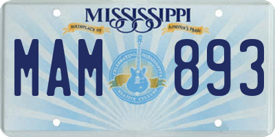 MS license plate MAM893