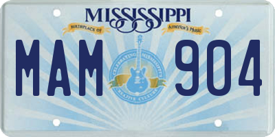 MS license plate MAM904