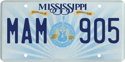 MS license plate MAM905