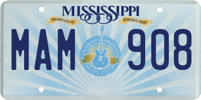 MS license plate MAM908