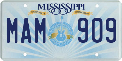 MS license plate MAM909